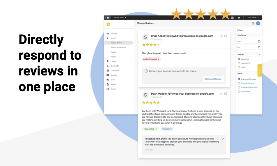 Respond to reviews in one place